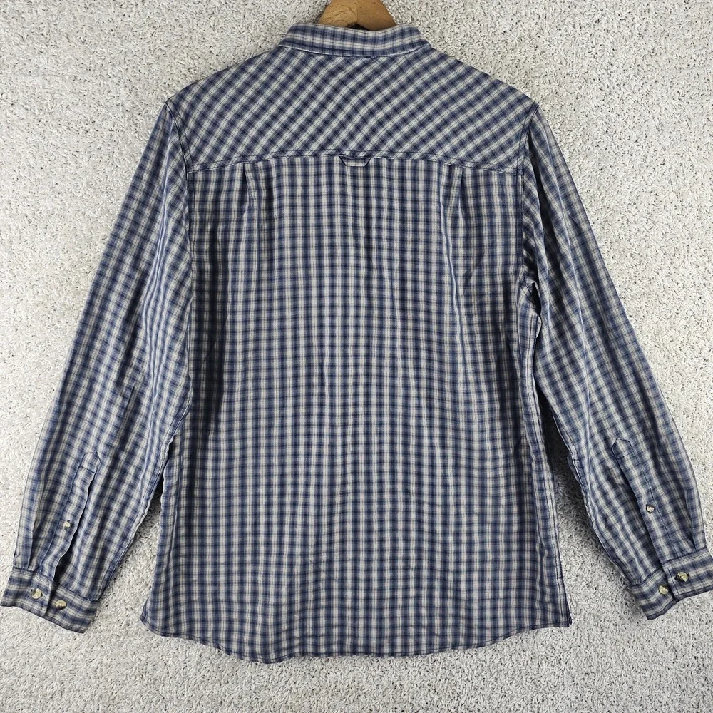 Vintage The North Face Hiking Button Up Plaid Front Zip Pocket Shirt Mens Large